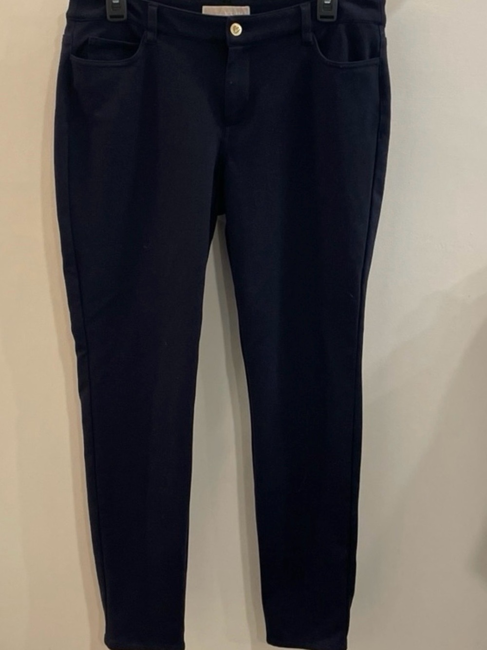 Michael Kors Sz 10 Navy Blue 2-Pocket Button Zip Trousers Women's Pants